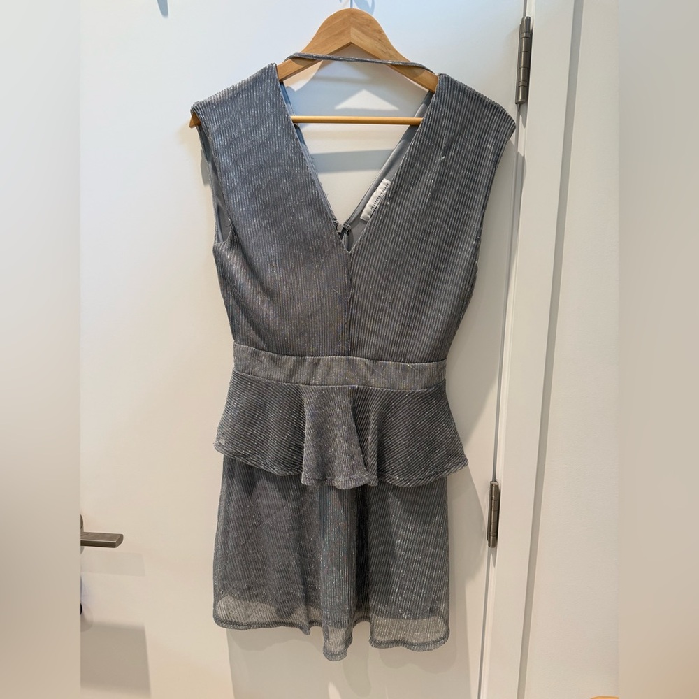 Silver Sleeveless Peplum Dress